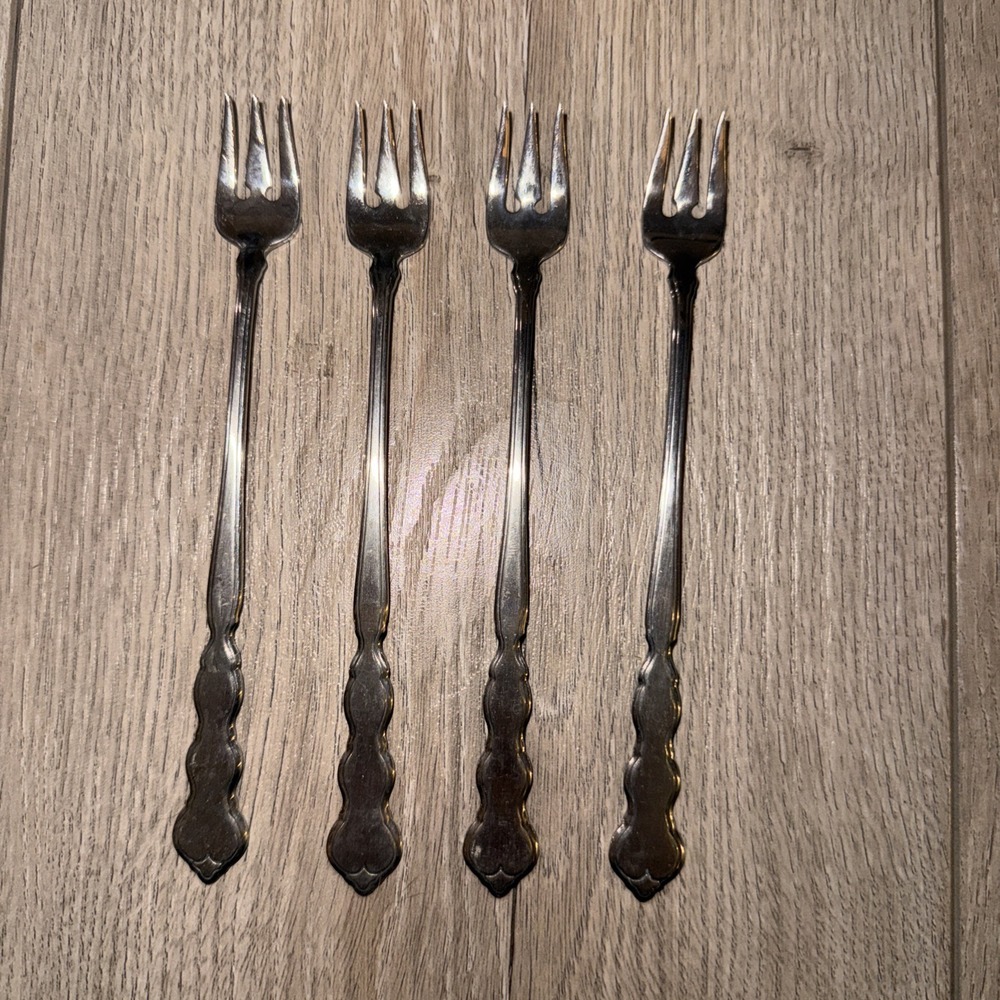 4‎ Cocktail Seafood Forks Oneida VALERIE Distinction Deluxe Stainless Flatware